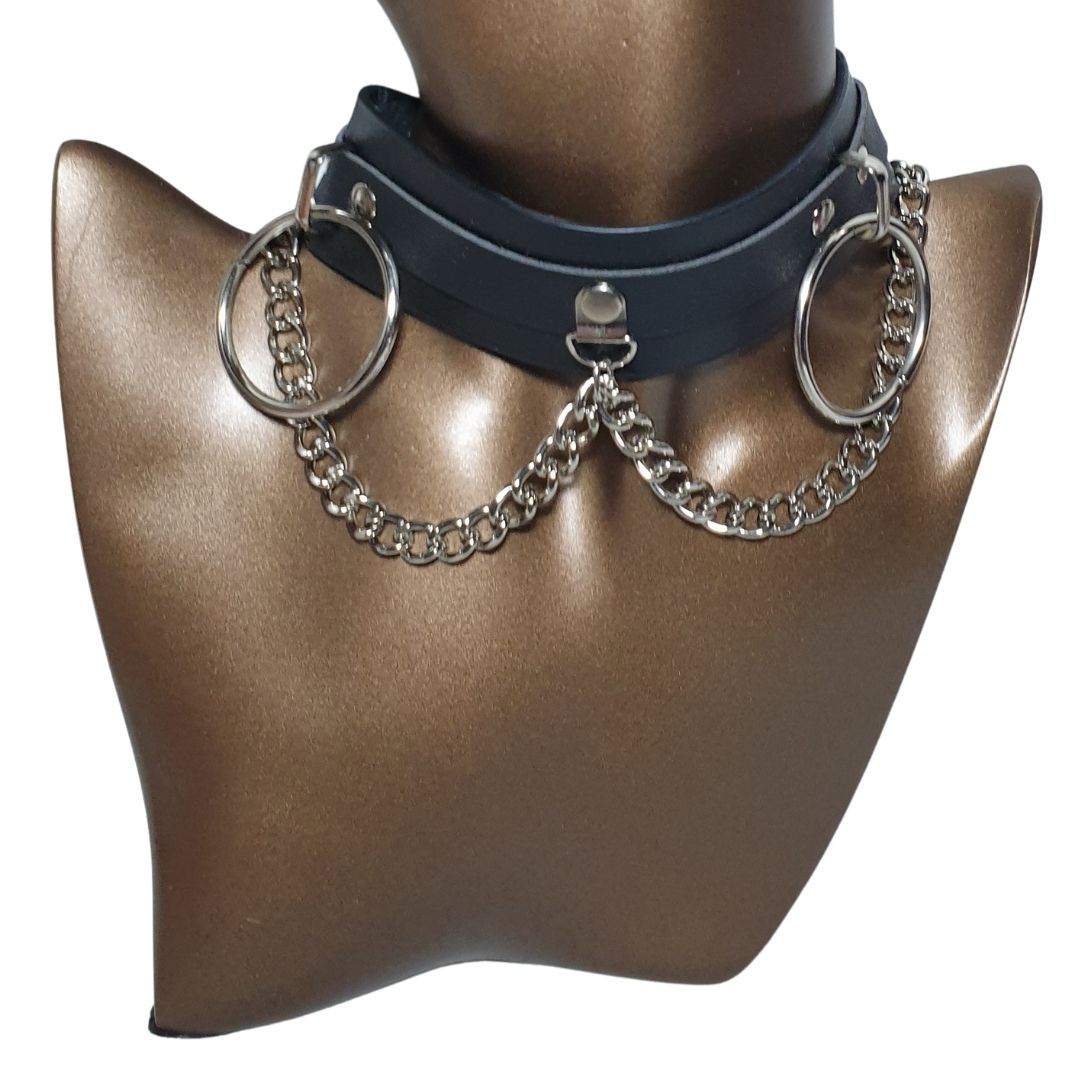 Orora Halkalı Zincirli Gotik Suni Deri Choker