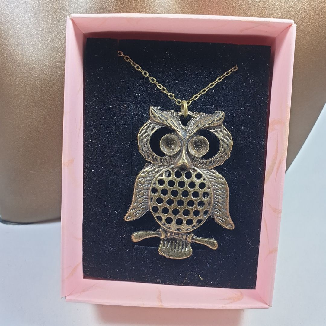 Orora Bronz Renk 50mm Baykuş Figürlü Kolye 