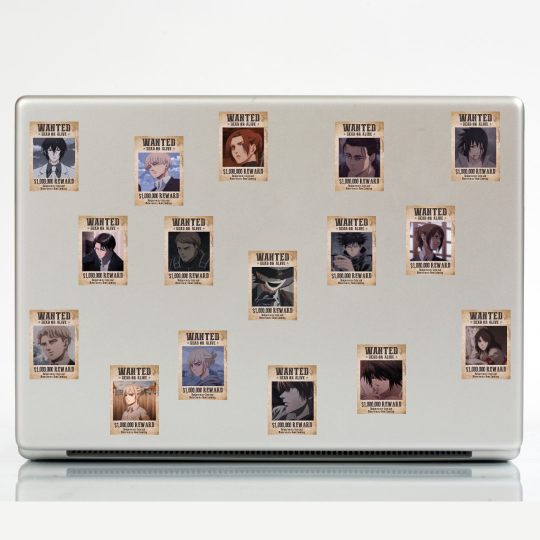 36'lı Death Note Sticker, AOT Sticker, Anime Sticker Etiket Seti