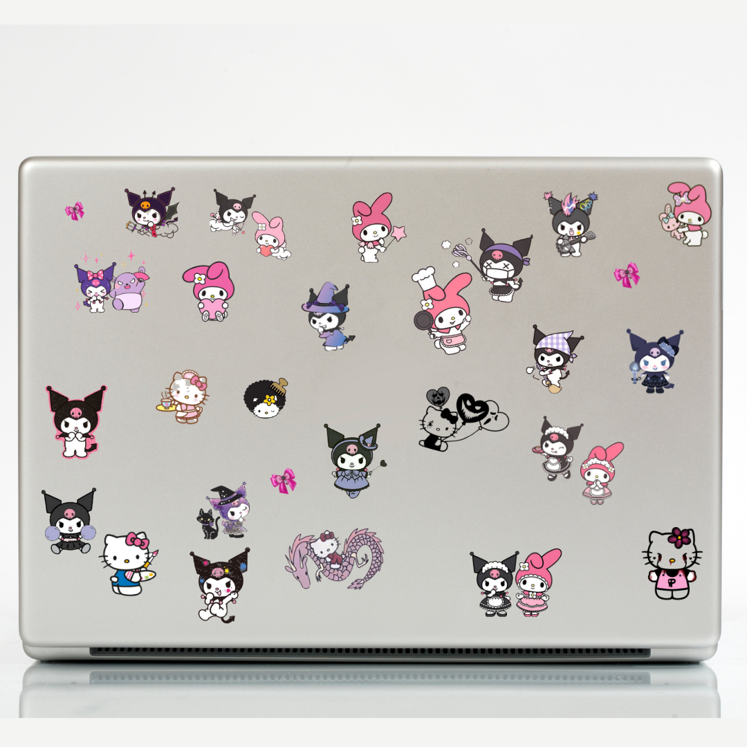 53'lü Sanrio Kuromi Sticker, Cute Hello Kitty Sticker Etiket Seti