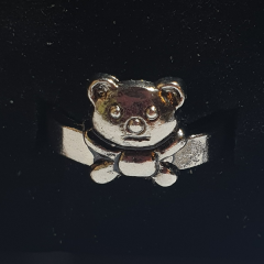 Gümüş Renk Ayı-Teddy Bear Figürlü Yüzük-Ölçüsü 25
