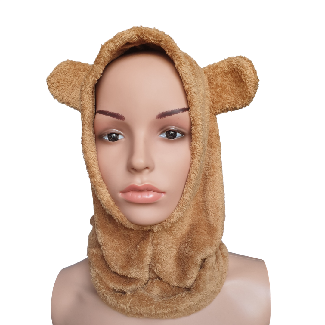 Teddy Bear Ayıcık Kulaklı Boyunluk Bere-Kahverengi