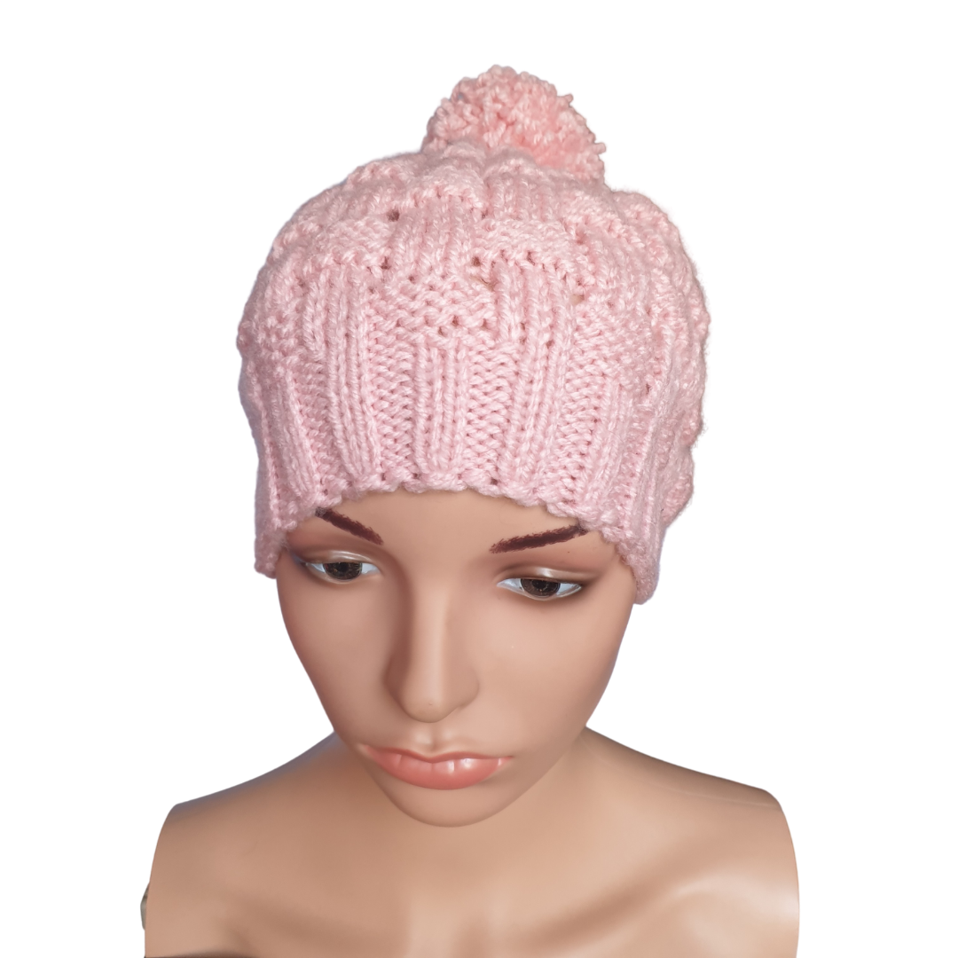 El Örmesi Pembe Ponponlu Yün Bere