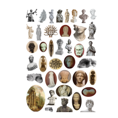 39 adet Heykel Sticker Seti-Art Etiket Seti