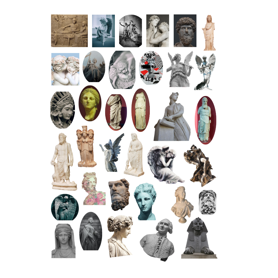 35 adet Heykel Sticker Seti-Art Etiket Seti