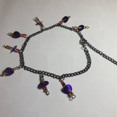 Mor Detaylı Pullu Sallantılı Halhal-33cm-Ayarlanabilir