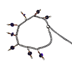 Handmade Mor Detaylı Pullu Sallantılı Choker-40cm-Ayarlanabilir