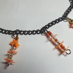 Handmade Turuncu Yıldız Detaylı Pullu Sallantılı Halhal-33cm-Ayarlanabilir