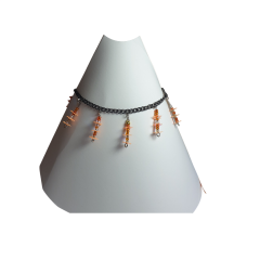 Handmade Turuncu Yıldız Detaylı Pullu Sallantılı Choker-40cm-Ayarlanabilir