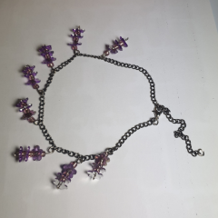 Mor Papatya Detaylı Sallantılı Choker-40cm-Ayarlanabilir