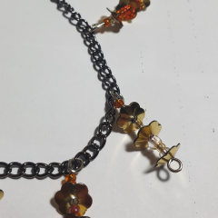 Handmade Altın Renk Papatya Detaylı Sallantılı Halhal-33cm-Ayarlanabilir
