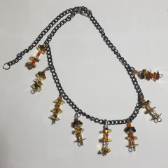 Handmade Altın Renk Papatya Detaylı Sallantılı Halhal-33cm-Ayarlanabilir