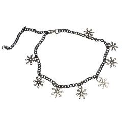 Handmade Gümüş Renk Kar Tanesi Sallantılı Choker-40cm-Ayarlanabilir