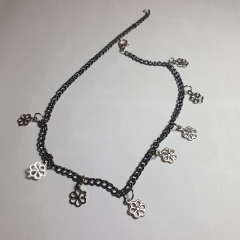 Handmade Gümüş Renk Papatya Sallantılı Choker-40cm-Ayarlanabilir