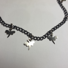 Handmade Fairycore Gümüş Renk Yusufçuk Sallantılı Choker-40cm-Ayarlanabilir