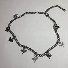 Handmade Fairycore Gümüş Renk Yusufçuk Sallantılı Choker-40cm-Ayarlanabilir