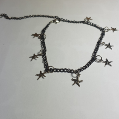 Handmade Gümüş Renk Deniz Yıldızı Sallantılı Choker-40cm-Ayarlanabilir