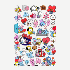 39 Adet KPOP BTS BT21 Sticker Seti-BT21 Etiket Seti