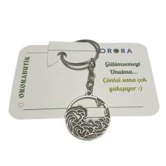 Gümüş Renk 30mm Dalga Figürlü Anahtarlık