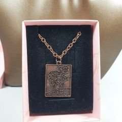 Orora Bronz/Bakır Renk 30mm Van Gogh Sunflower Figürlü Kolye