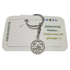 Gümüş Renk 25mm İkizler Burcu Figürlü Anahtarlık