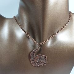 Orora Bronz/Bakır/Gümüş Renk 35mm Sihirli Kedi Figürlü Kolye