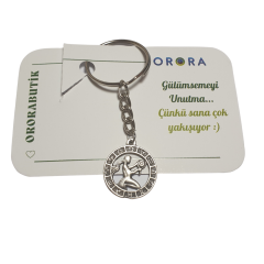 Gümüş Renk 22mm Başak Burcu Figürlü Anahtarlık