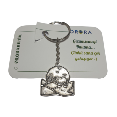 Gümüş Renk 30mm Çölde Deve Figürlü Anahtarlık