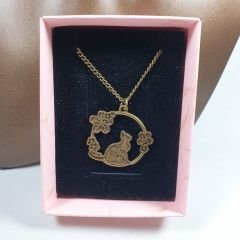 Orora Bronz Renk 30mm Kedi Figürlü Kolye