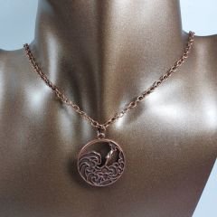 Orora Bronz/Gümüş/Bakır Renk 30mm Dalga Figürlü Kolye