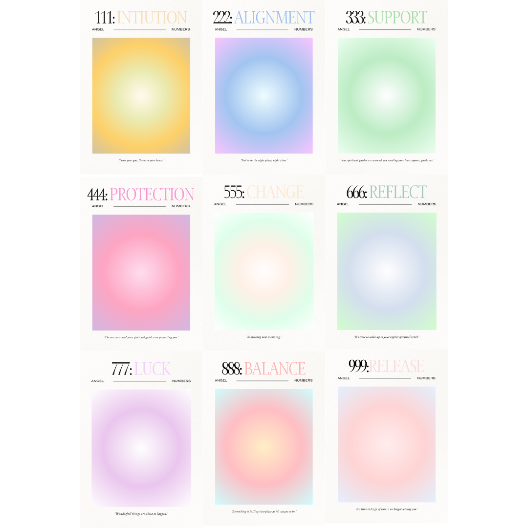 Aura Poster Seti-Angel Numbers Poster Seti-9 Adet
