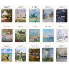 Beyaz Monet Vintage, Fine Art Poster Seti-Dekor - 15 Adet