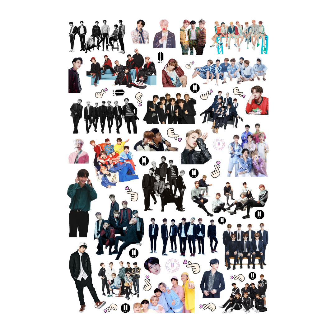 55 Adet KPOP BTS Sticker Seti-BTS Etiket Seti