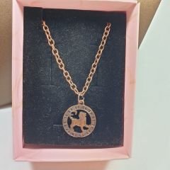Orora Bronz/Gümüş/Bakır Renk 22mm Aslan Burcu Figürlü Kolye