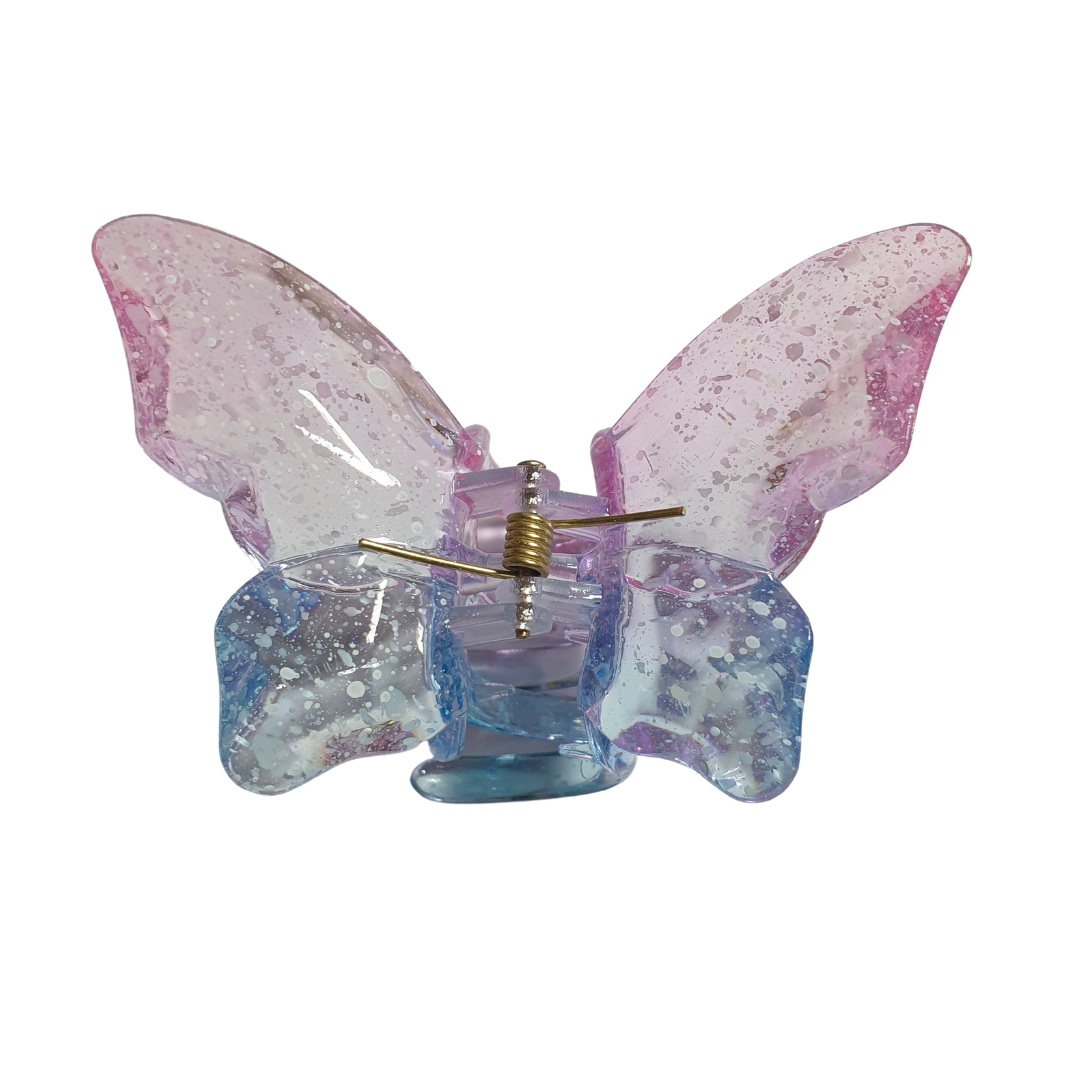 Fairycore Kelebek Figürlü Mandal Toka-Tekli-Benekli-8cm-Pembe-Mavi