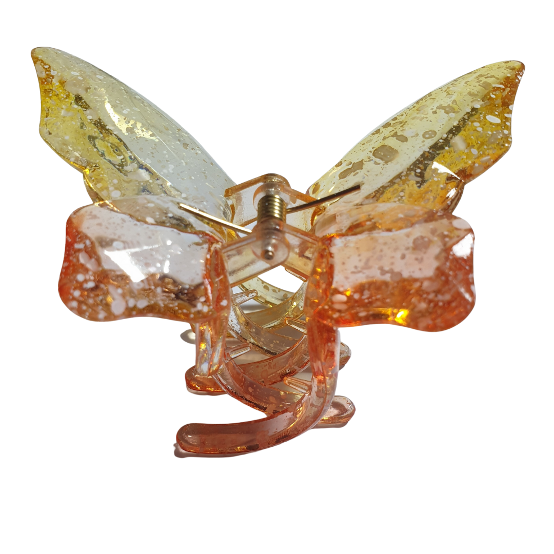 Fairycore Kelebek Figürlü Mandal Toka-Tekli-Benekli-8cm-Turuncu
