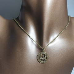 Orora Gümüş/Bakır/Bronz Renk 25mm İkizler Burcu Figürlü Kolye