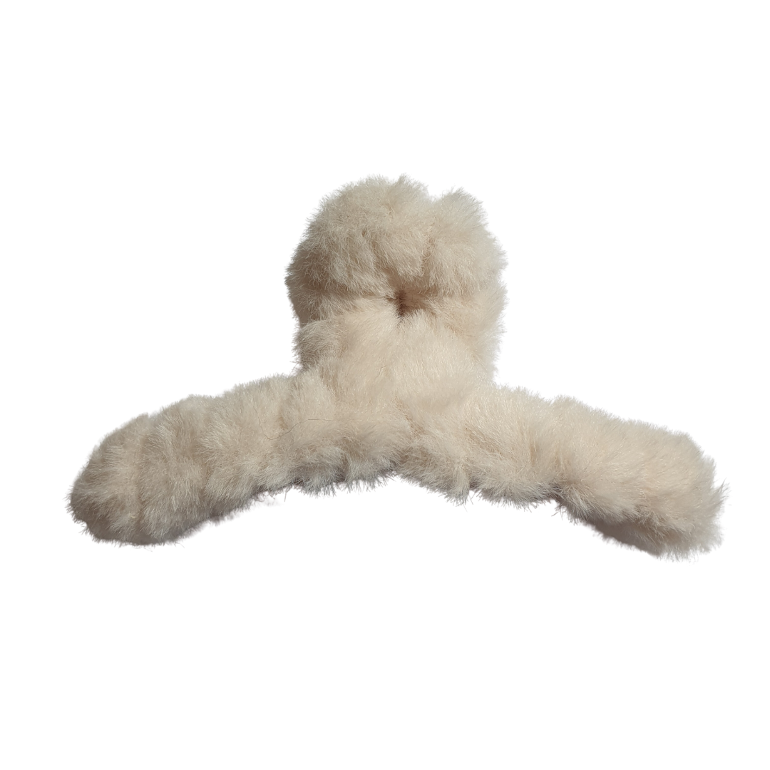 Tüylü Peluş Mandal Toka-Tekli-12cm-Bej