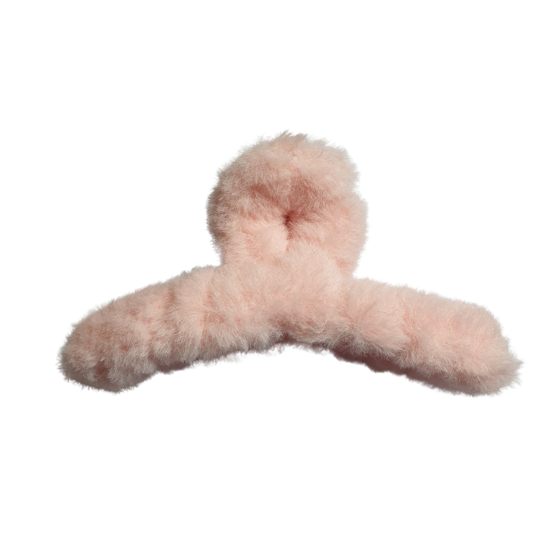 Tüylü Peluş Mandal Toka-Tekli-12cm-Pembe