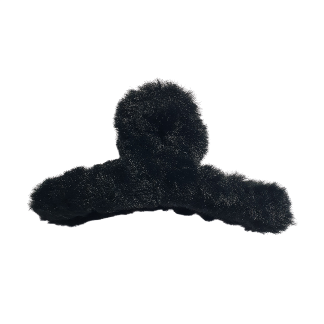 Tüylü Peluş Mandal Toka-Tekli-12cm-Siyah