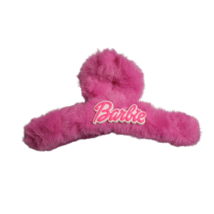 Barbie Tüylü Peluş Mandal Toka-Tekli-12cm-Koyu Pembe