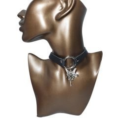 Orora Halkalı Melek Figürlü Fairycore Gotik Suni Deri Choker