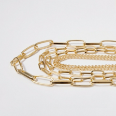 Gold Renk 5 Katmanlı Gerdanlık Kolye-35cm-40cm-45cm