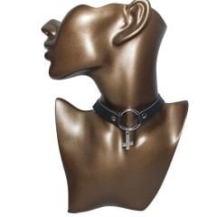 Orora Halkalı Haç Figürlü Gotik Suni Deri Choker