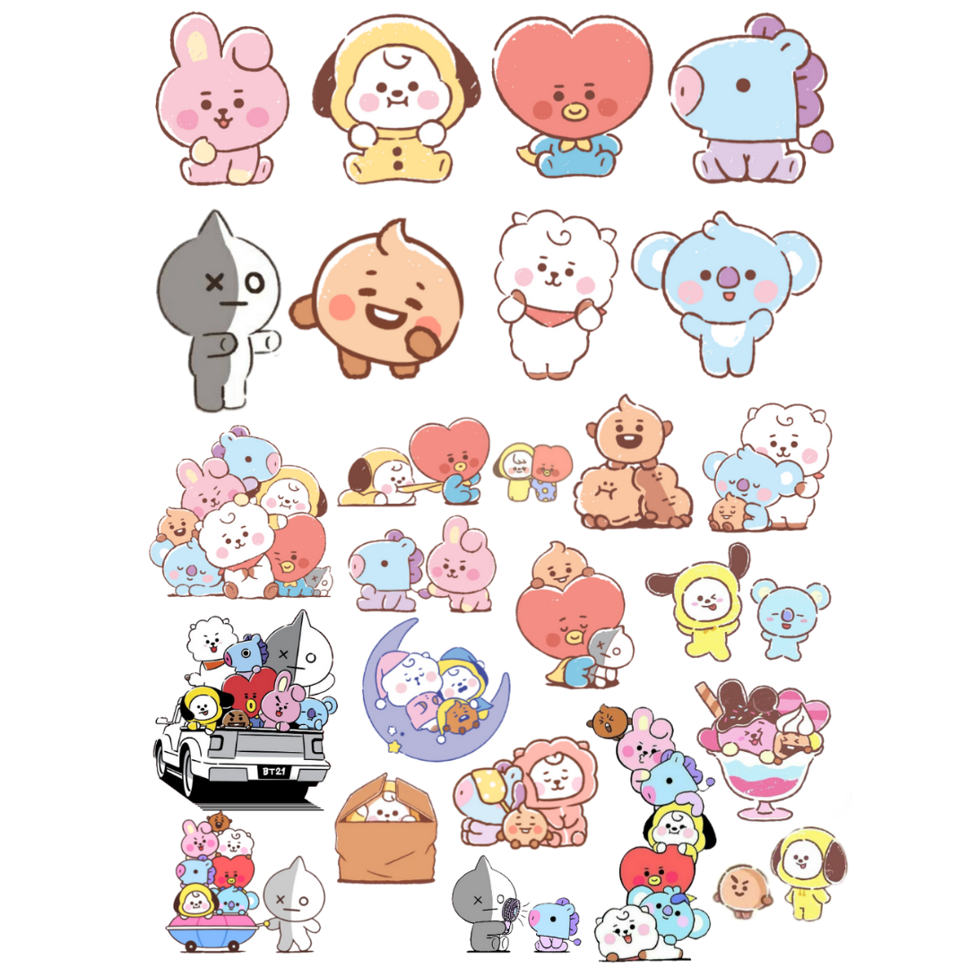 26lı BTS BT21 KPOP Sticker Seti