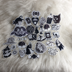 30\'lu Şeffaf/Beyaz Gothic Witcher Grunge Sticker Seti