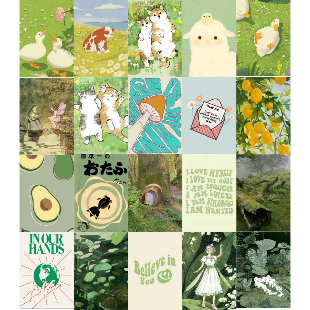 Cottagecore Greencore Art Poster Seti- 20 Adet-A5