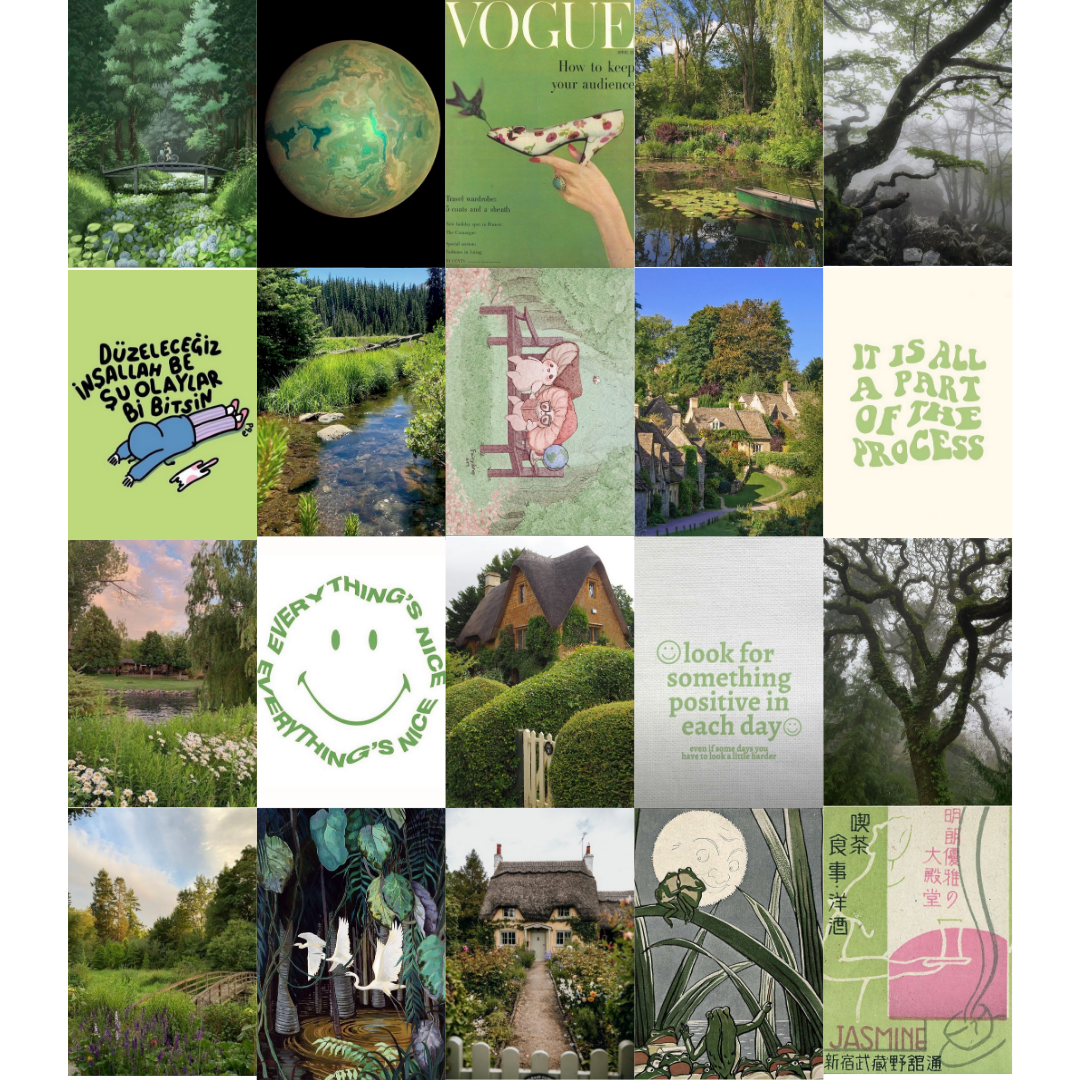 Cottagecore Greencore Art Poster Seti- 20 Adet-A5