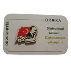 Orora Atatürk Ahşap Broş -Rozet 2-3cm
