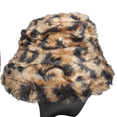 Leopar Desenli Kışlık Balıkçı Bucket Şapka